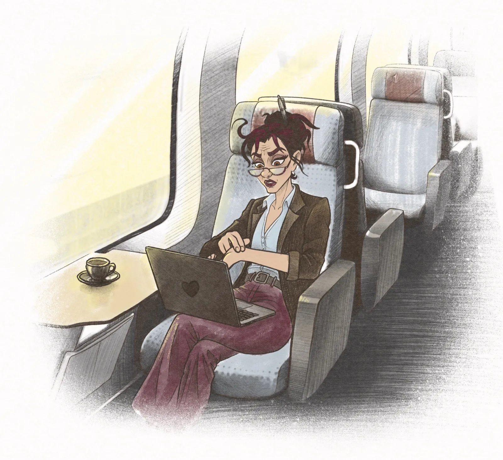 Claudia in der S-Bahn Erste Klasse
