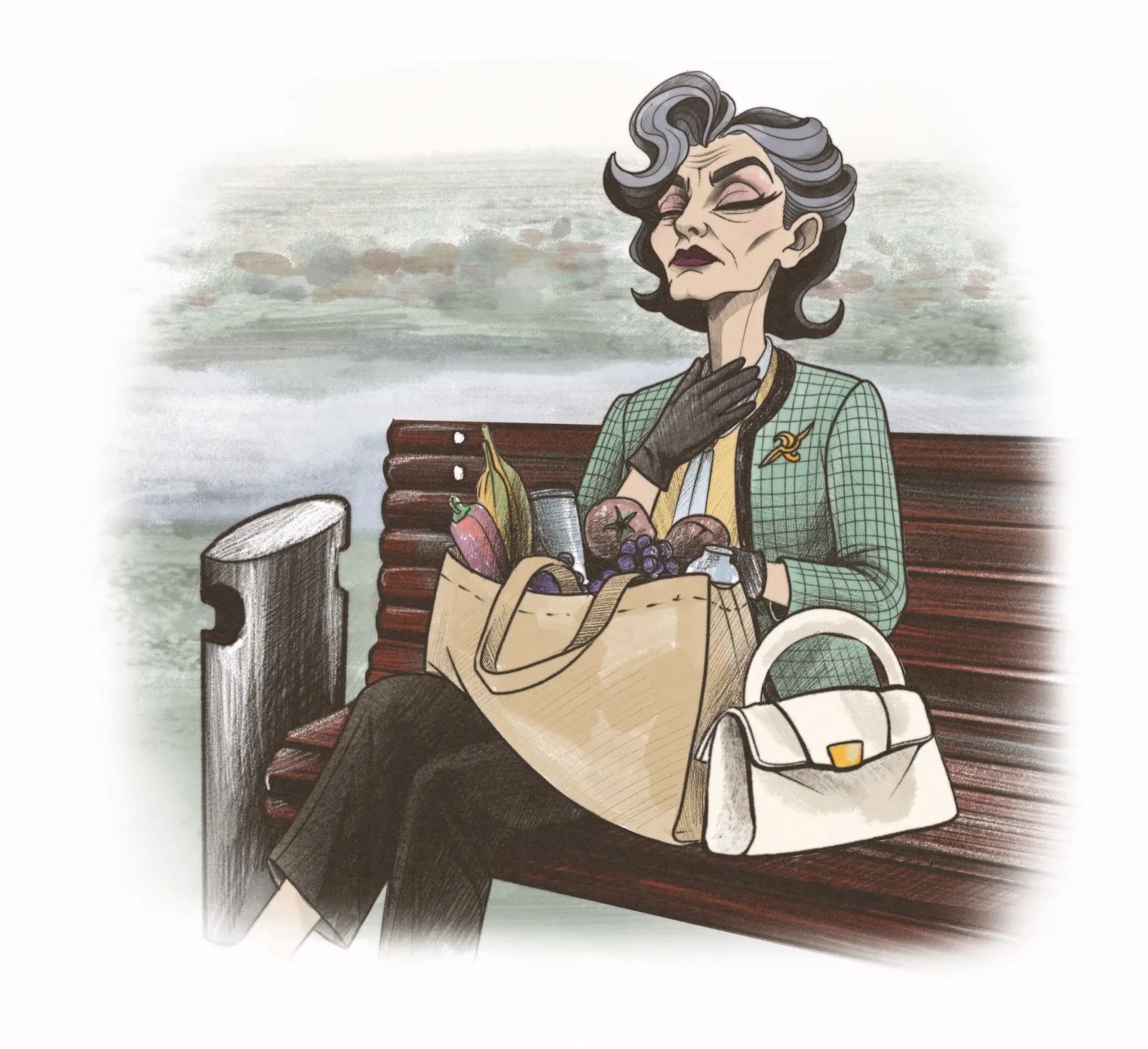 Elisabeth auf der Bank am Zürichsee — Schmerztherapie